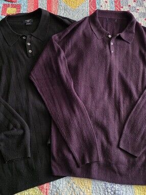 Dockers Men's Polo Sweaters in Black and Deep Purple
